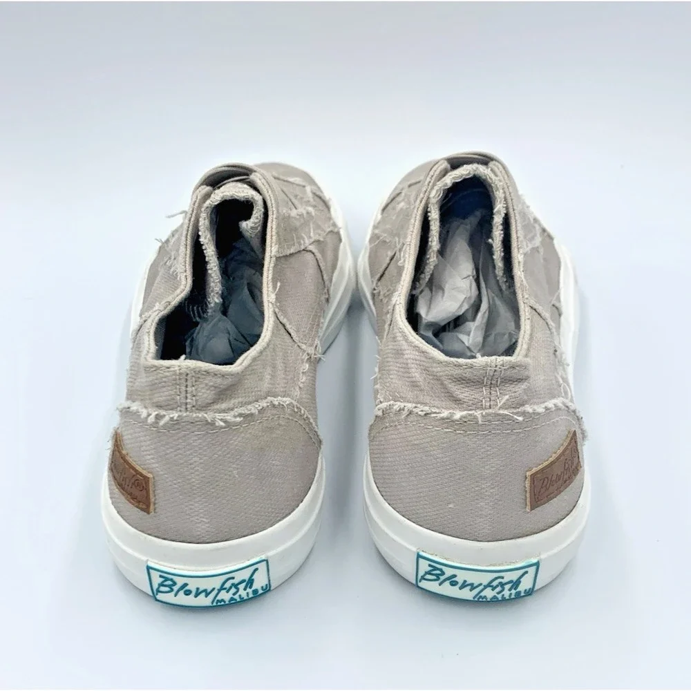 Blowfish Malibu Play Canvas Slip On‎ Sneakers Women 7.5 Taupe Distressed ZS0019